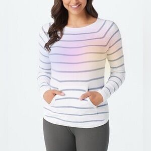Barefoot Dreams CozyChic striped pullover, small